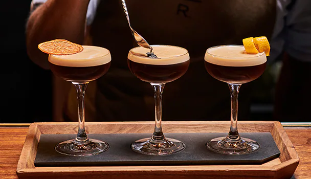 An espresso martini flight.