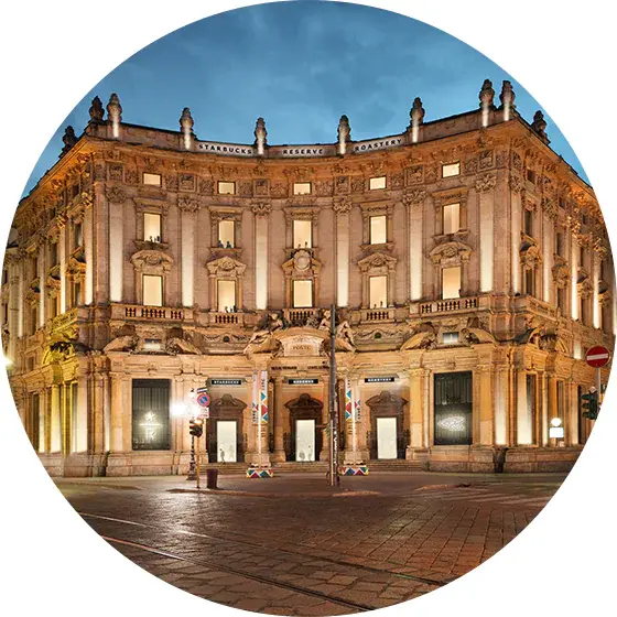 The exterior of the Milan Roastery.