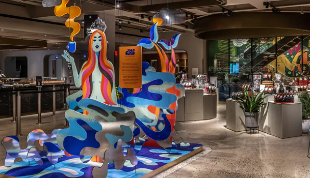 Inside view of the Starbucks Reserve Empire State Building store.