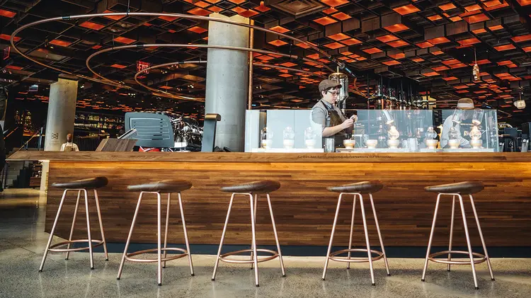 Main Bar and baristas at the New York Roastery