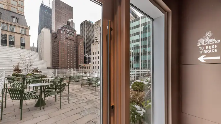 The roof terrace of the Chicago Roastery