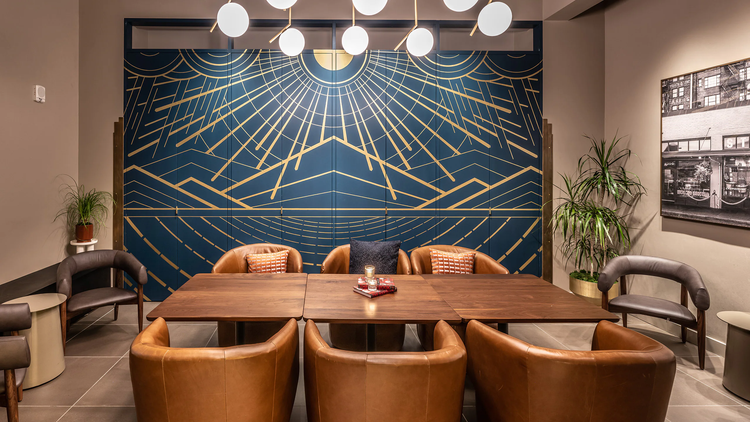 A meeting room in the Starbucks Reserve Empire State Building Store.