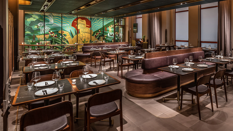 The second level interior of the Starbucks Reserve Empire State Building Store.