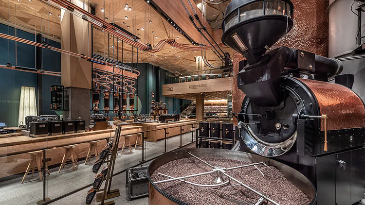 A coffee roasting machine inside the Tokyo Roastery.