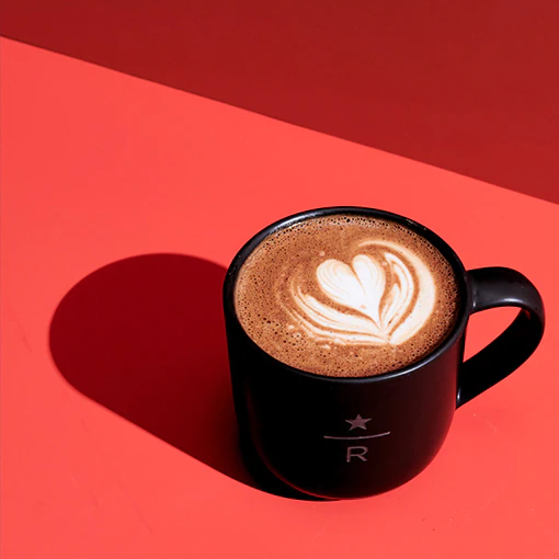 A mocha on a red background.