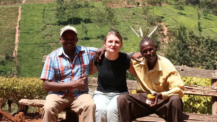 Coffee growers with a Starbucks coffee specialist.