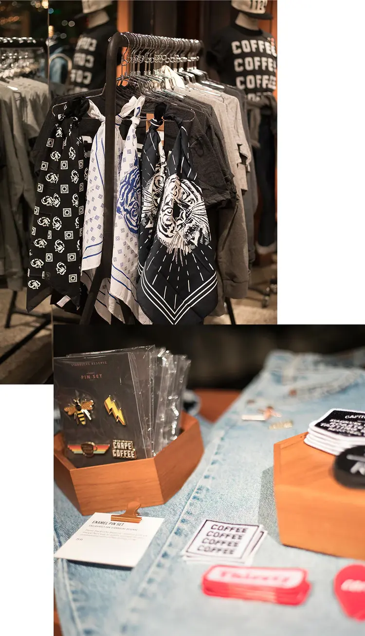 Merchandise available at a Roastery.